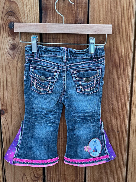 Girls Pink carousel flare jeans Size 12 months