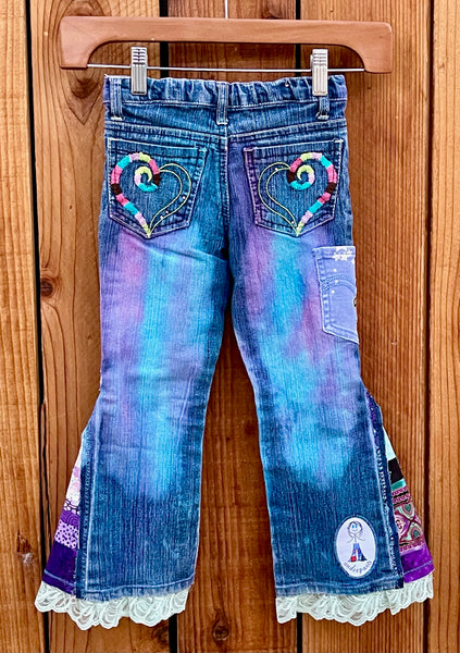 Girls Flare tie dyed teal and purple 3T/4T