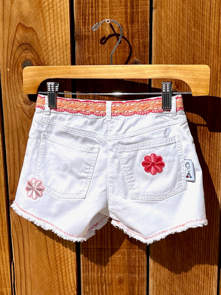 Girls Shorts white with pink and orange Size 7