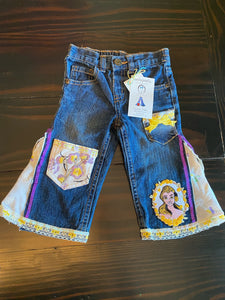 Girls flare purple and yellow flowers Size 12 months