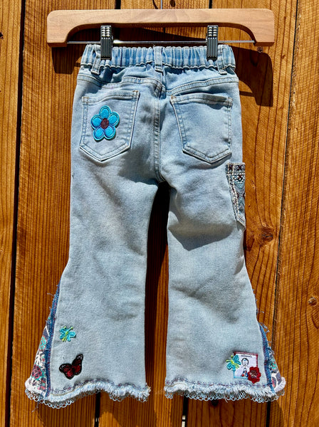 girls flare purple floral flare Size 4