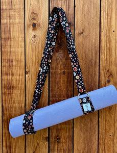 Black with gray and orange dots Yoga Mat Carrier