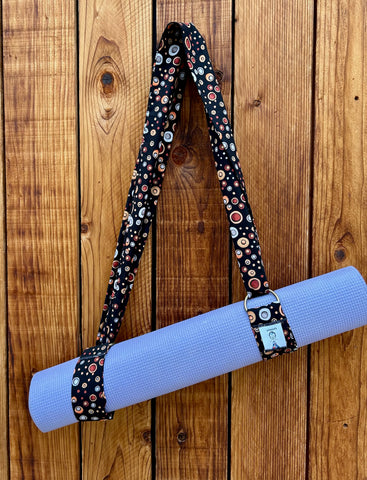 Black with gray and orange dots Yoga Mat Carrier