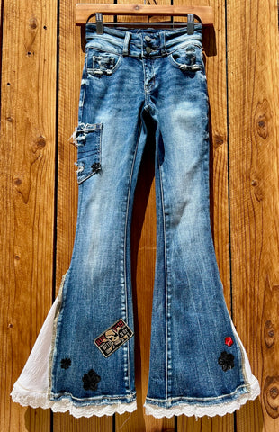 girls flare red, black and white Size 12