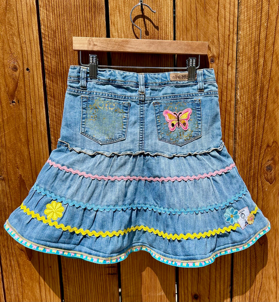 girls skirt yellow blue and pink size 10