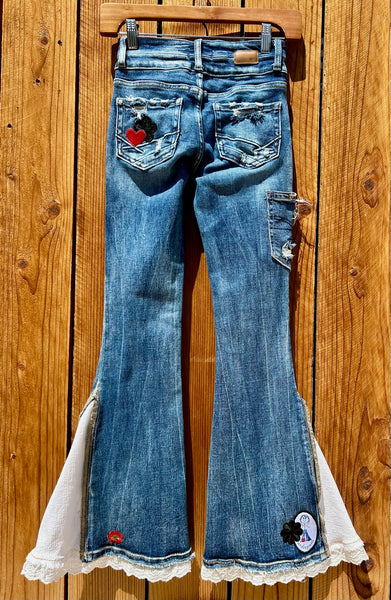 girls flare red, black and white Size 12