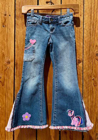 girls flare Pink heart pocket size 6