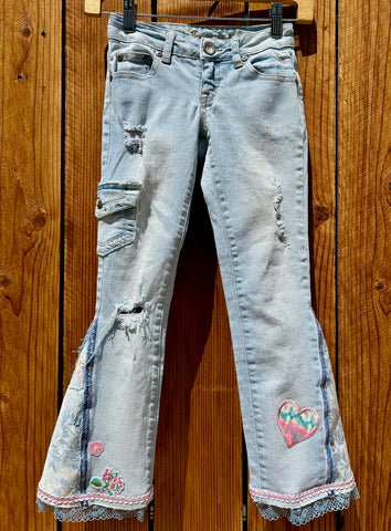 girls flare pastel blue and pink Size 7