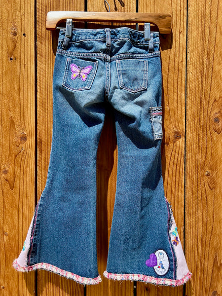 girls flare Pink heart pocket size 6