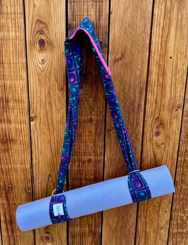 Navy, pink and purple Yoga Mat Carrier