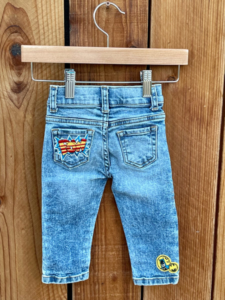 Jeans with 94, batman and lightning bolt patches 12 Months