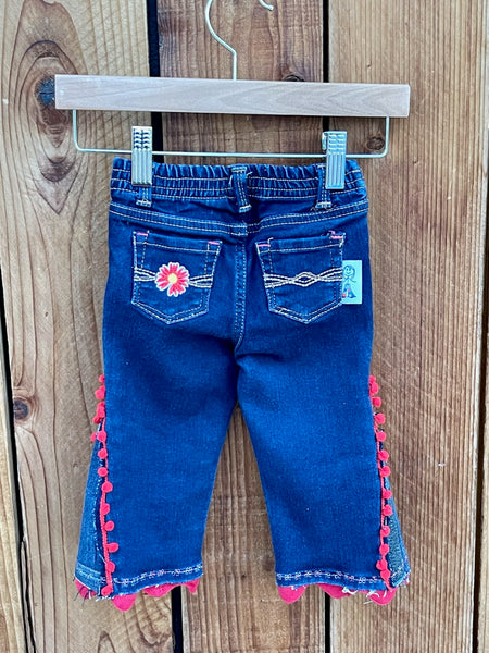Girls flare with red pom trim 12 Months