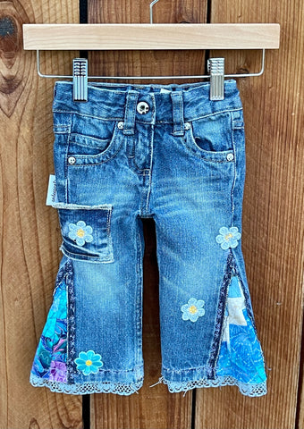 Girls Flare teal and blue 12-18 months