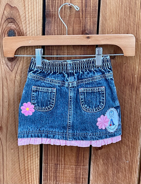 Girls Skirt with pink flowers and camo pocket 18 Months
