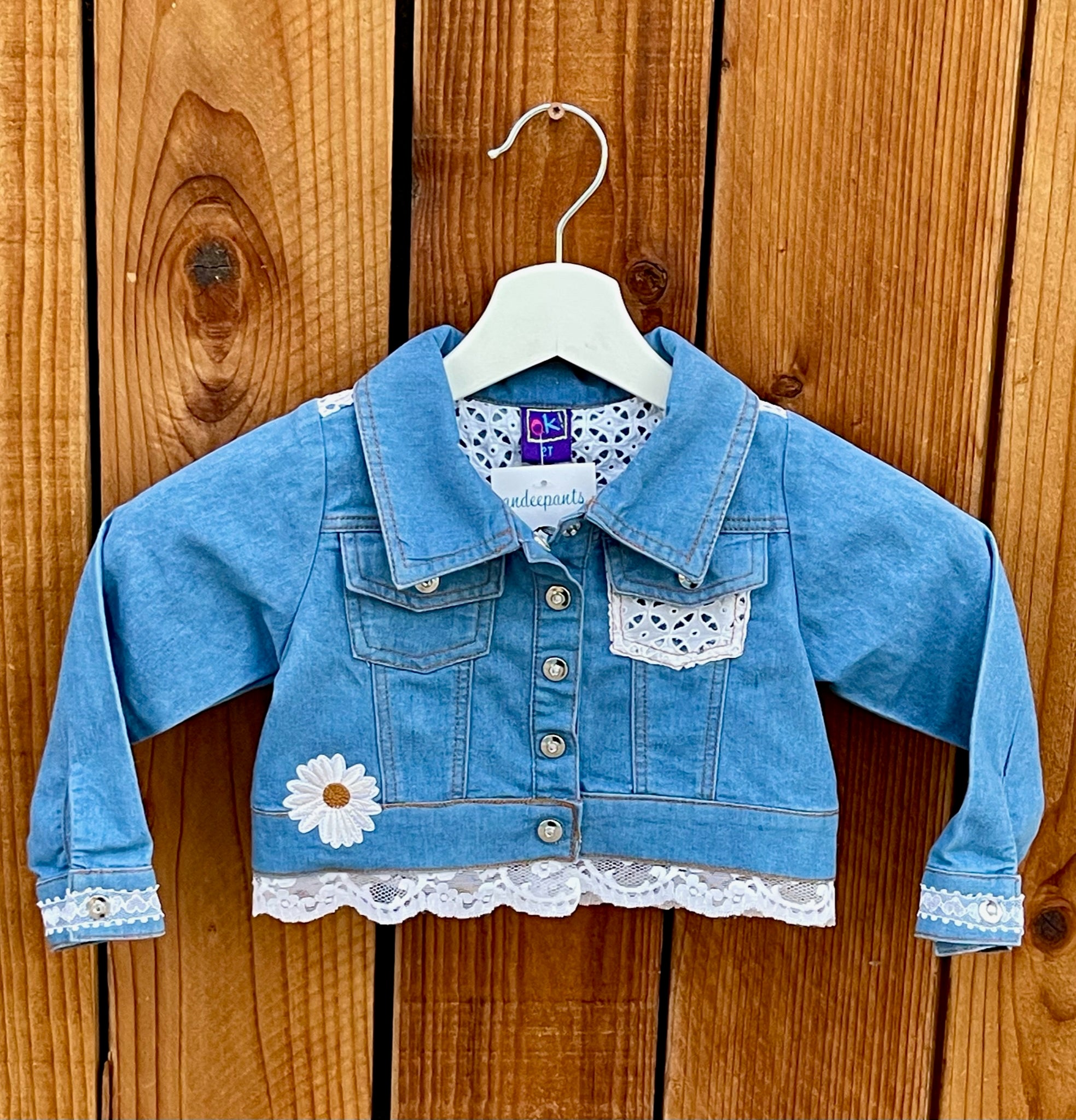 Girls jacket light blue with white lace 2T