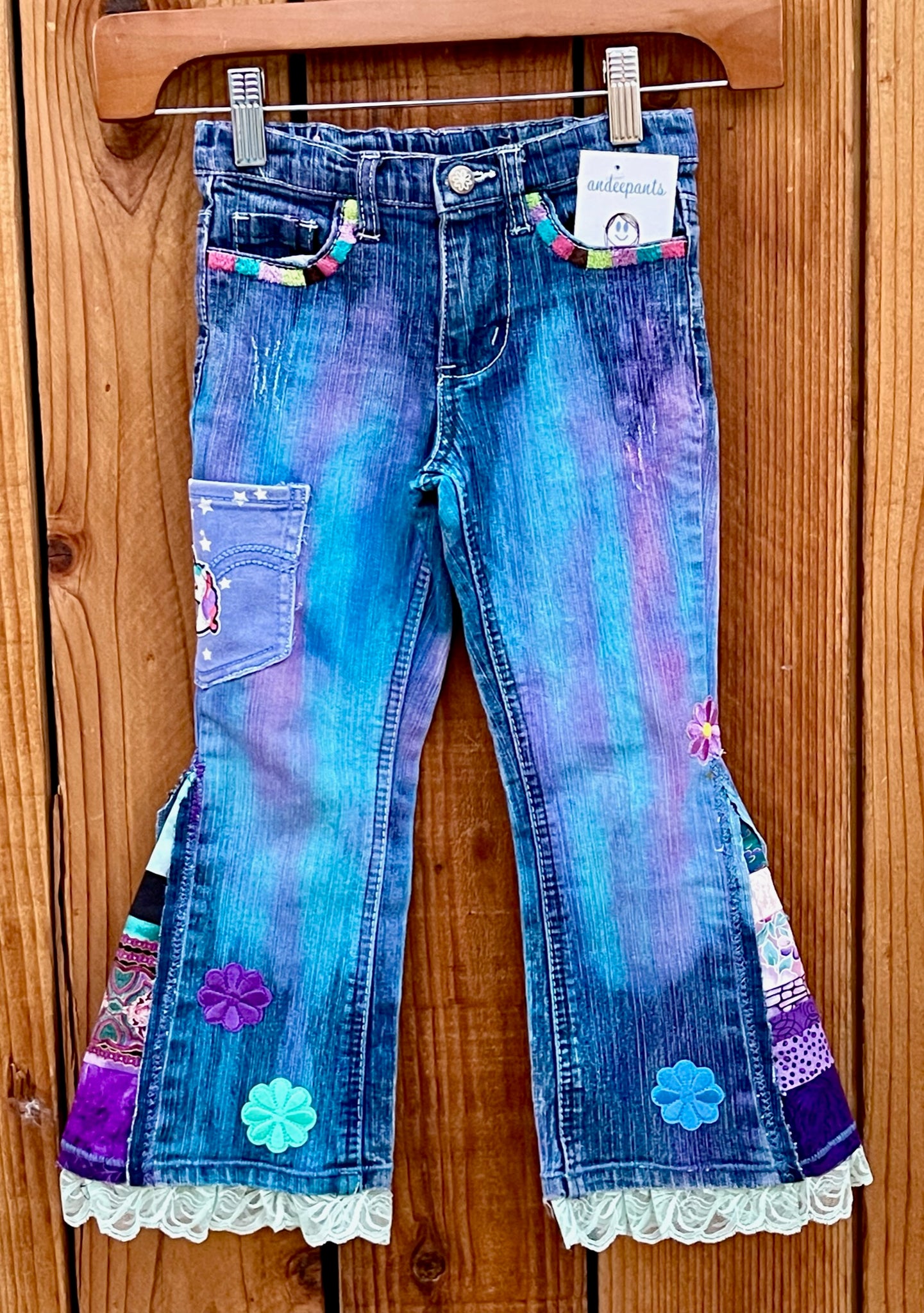 Girls Flare tie dyed teal and purple 3T/4T