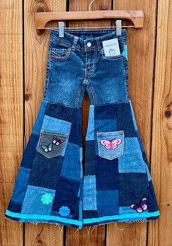 Girls Original grey and blue knee pockets Size 4