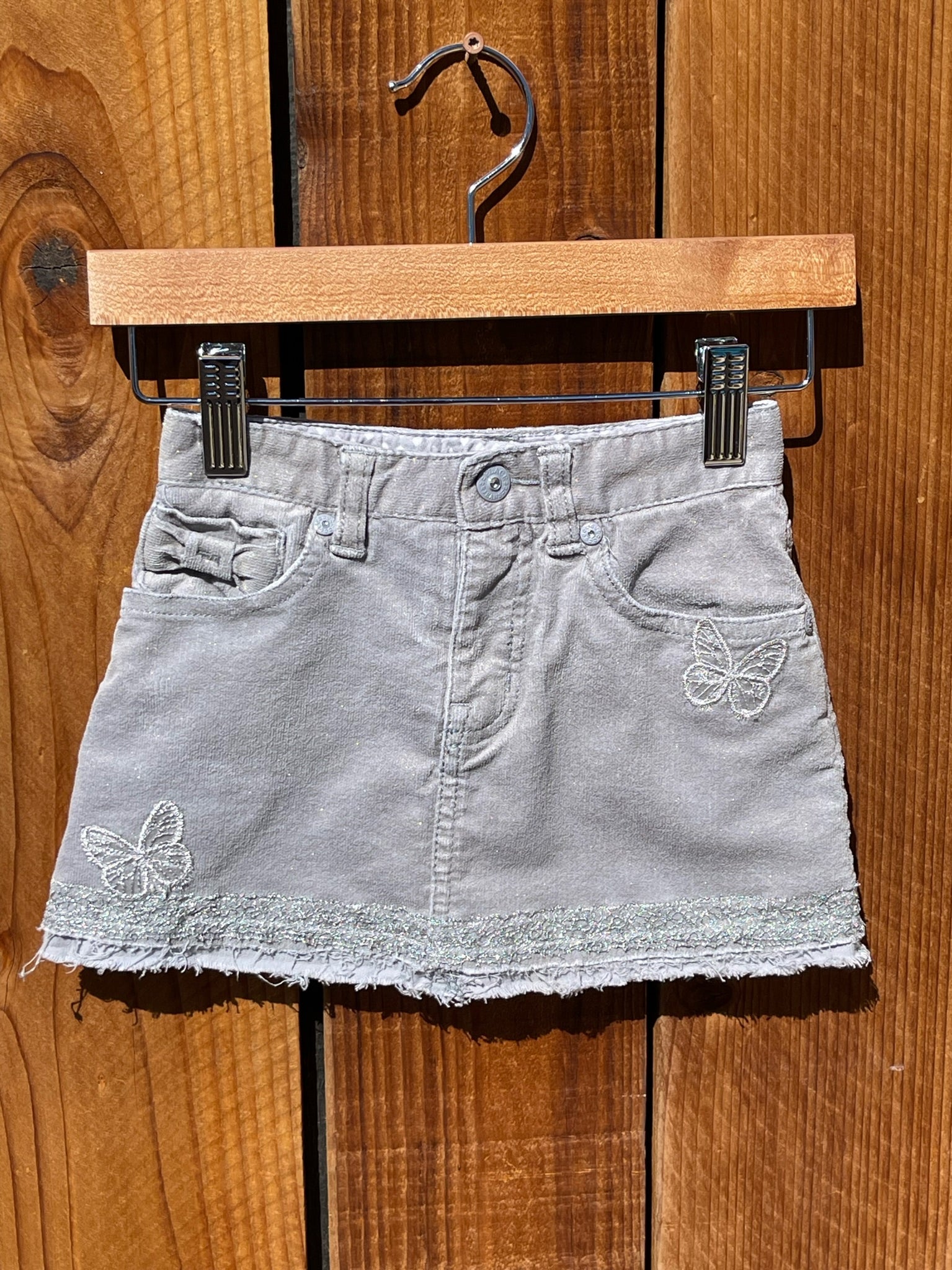 Girls skirt grey with silver butterflies 3T