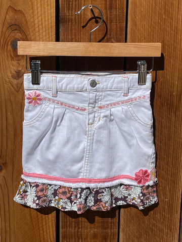 Girls Skirt white and maroon and pink ruffle 4T