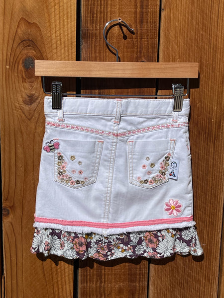Girls Skirt white and maroon and pink ruffle 4T