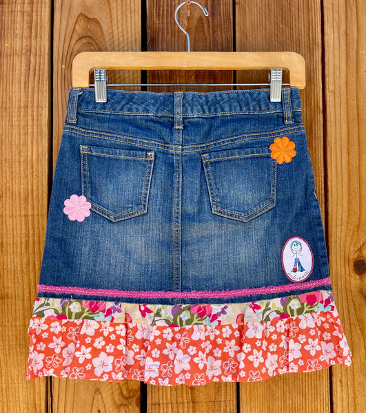 Girls Skirt green and orange spring flowers Size 14