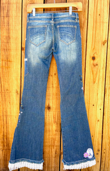 Ladies Flare purple flowers Size 24