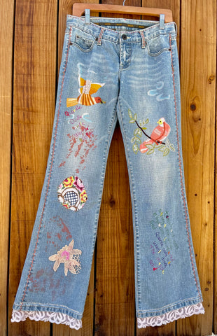 ladies flare quirky words Size 28