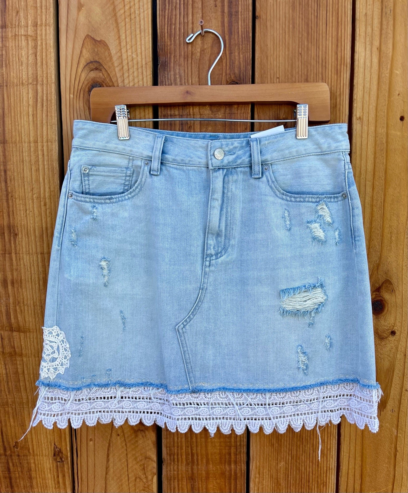 Girls Skirt light blue fray Size 12