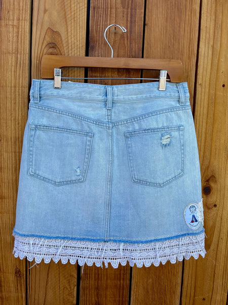 Girls Skirt light blue fray Size 12