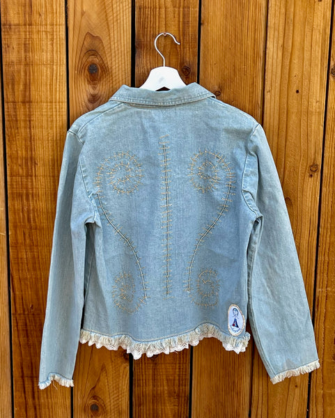 ladies jacket beige stitching Size M