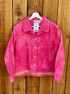 Ladies Jacket Pink and gold flowers Size XL