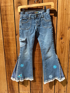 Girls Flare Blue and white bling Size 7