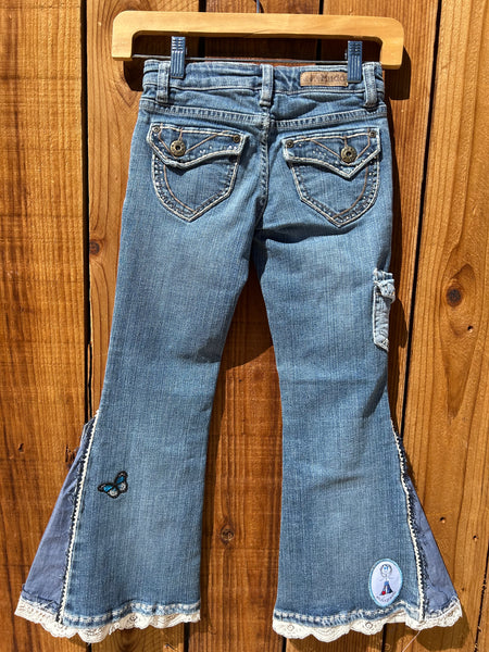 Girls Flare Blue and white bling Size 7