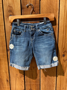 Girls Shorts White flowers and silver glitter Size 10R
