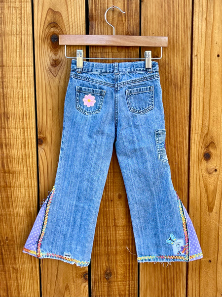 Girls Flare polka dot embroidered flowers Size 3T