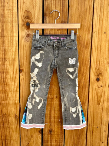 Girls flare bleach and burlap Size 5