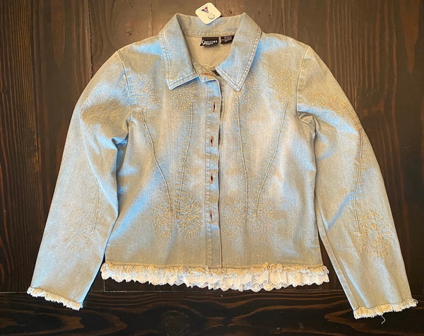 ladies jacket beige stitching Size M