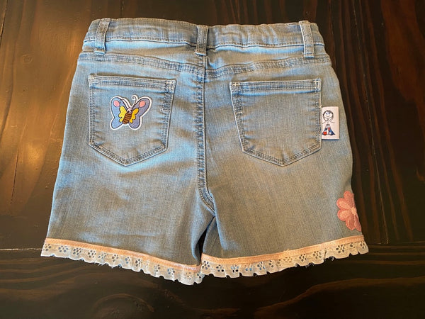 Girls blue and pink stitch shorts size 6X