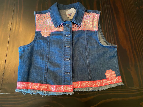 Girls Pink Jean vest Size Child Large (10/12)